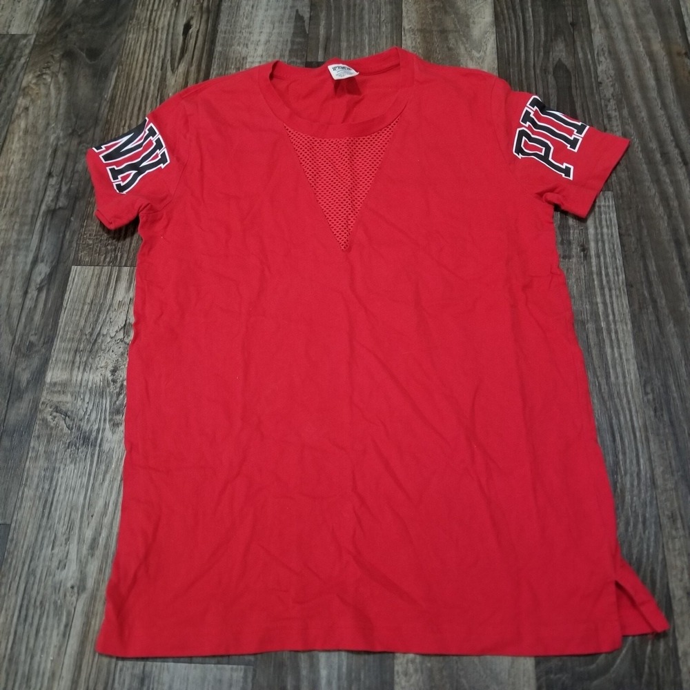 Victoria Secrets PINK Shirt Red Size Small Mesh Front